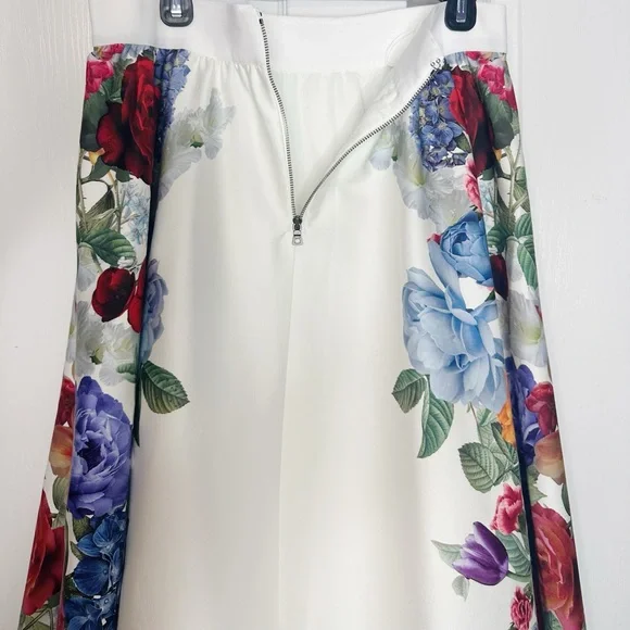 Alice + Olivia Earla Floral Flare Midi Skirt Garden Brunch Size 10 NWT - Picture 8 of 15